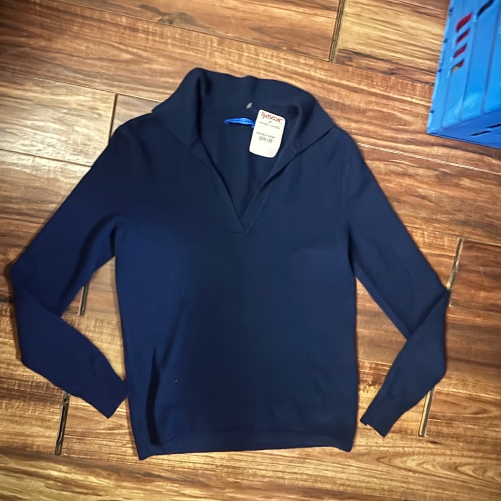 J mclaughlin xs BNWT blue 100% cashmere lightweight sweater soft career luxury v